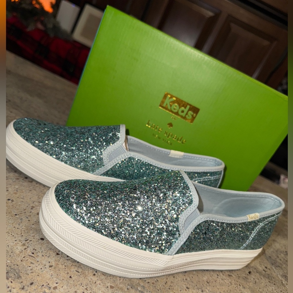 Kate Spade X Keds Glitter Slip Ons